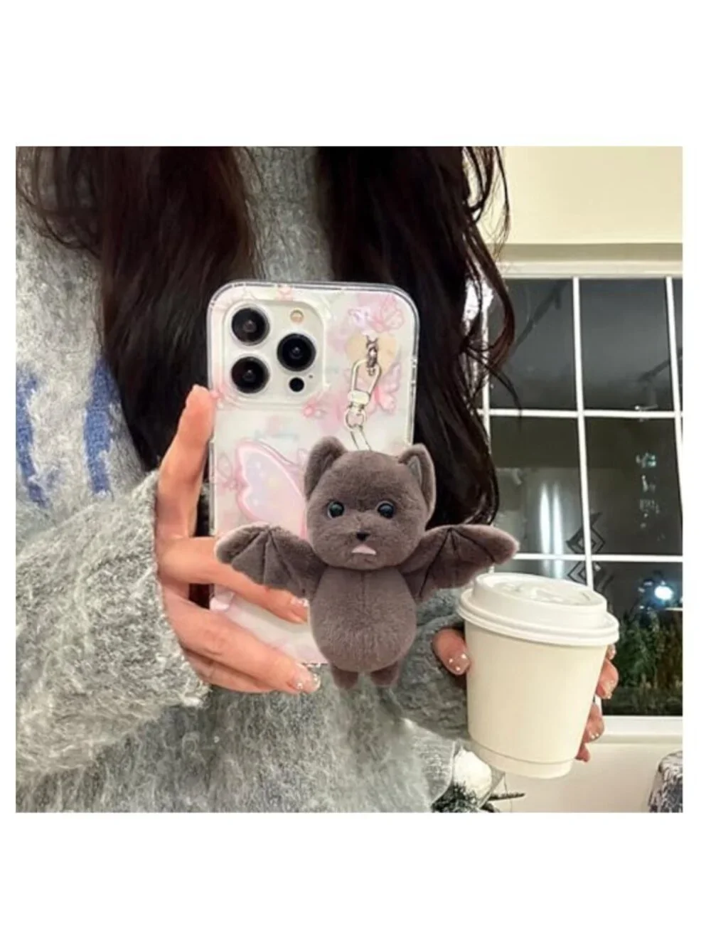 Bat Keychain Plush Bag Charm Accessory Women Soft Stuffed Animal Keychain Goth